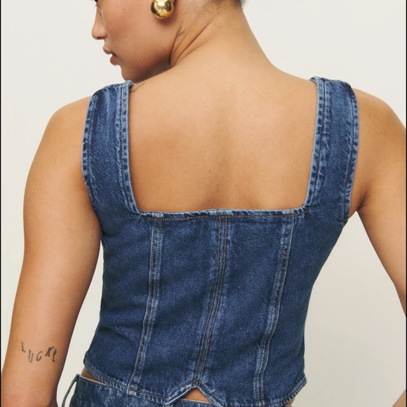 Reformation Blue Denim Crop Top - Picture 2 of 7